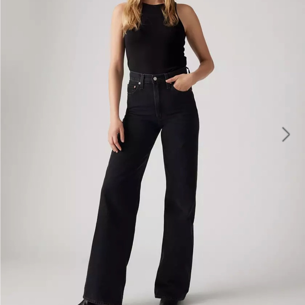 Levi's Black High-Rise Wide Leg Jeans 28x30